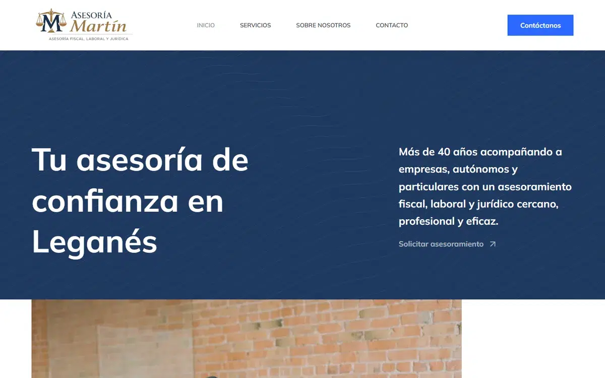 Portada de la web de Asesoría Martín