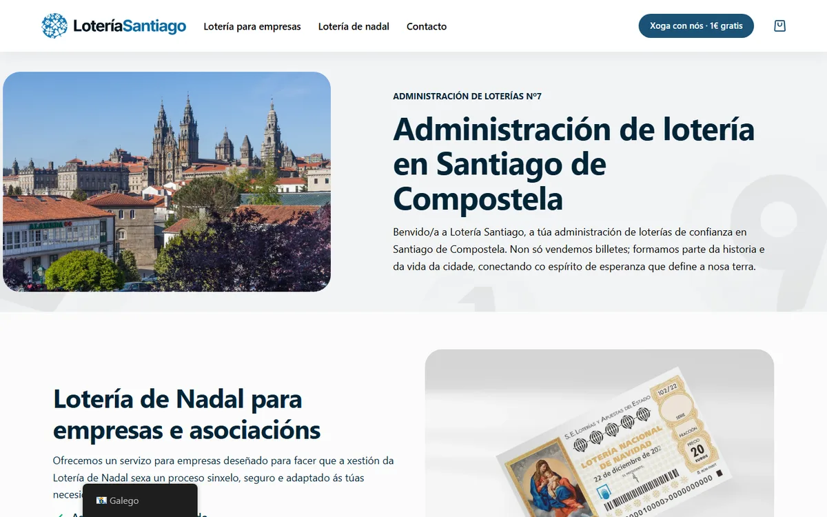 Portada de la web de Lotería Santiago